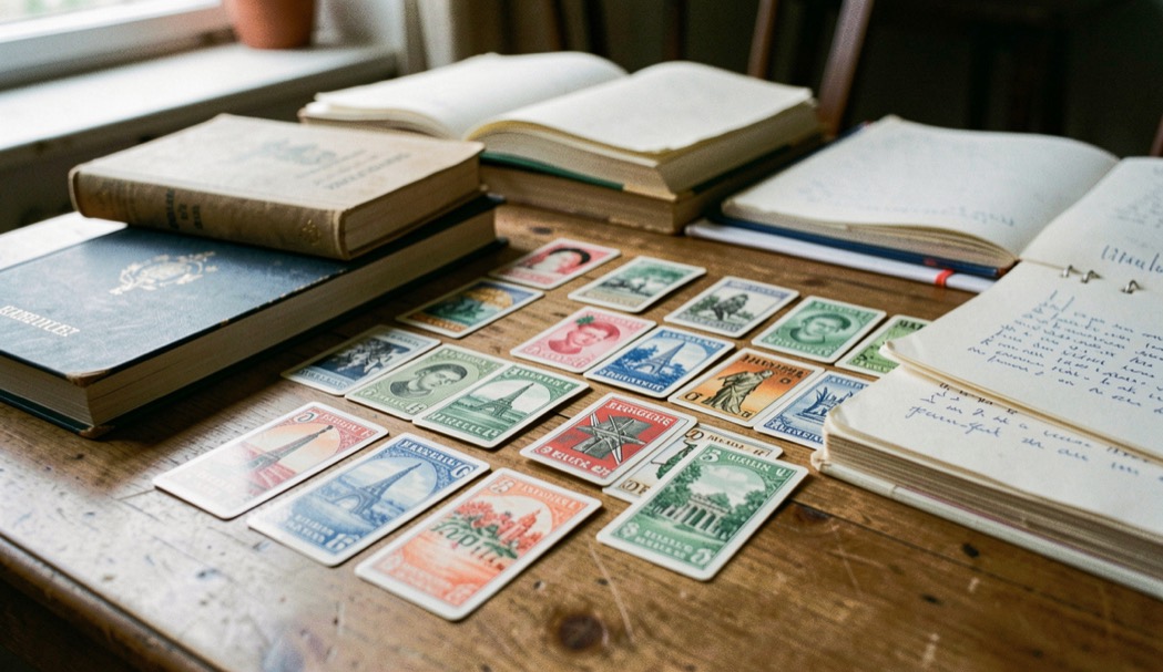 Cartes, livres et notes réunis sur une table de travail marseillaise