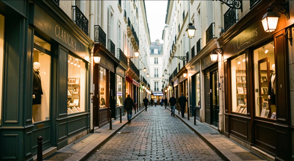 Rue marseillaise éclairée par des devantures et des lampes chaudes